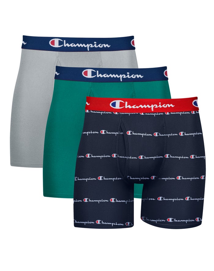 Champion Lightweight & Breathable 3-Pairs - Miesten Harmaat/Vihreä/Laivastonsininen Alushousut - Suo